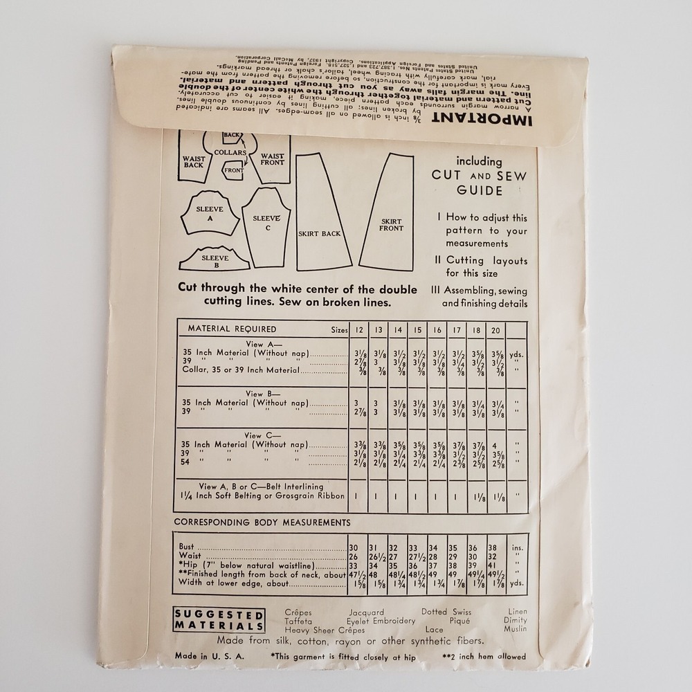 1930s Vintage McCalls Butterfly Sleeve Midi Charming Dress Sewing Pattern - Picture 2 of 2